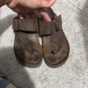 White Mountain Brown Suede Single-Buckle Footbed Sandals